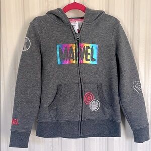 Marvel Kids Gray Fleece Lined Zip Up Hoodie Size‎ M (8)